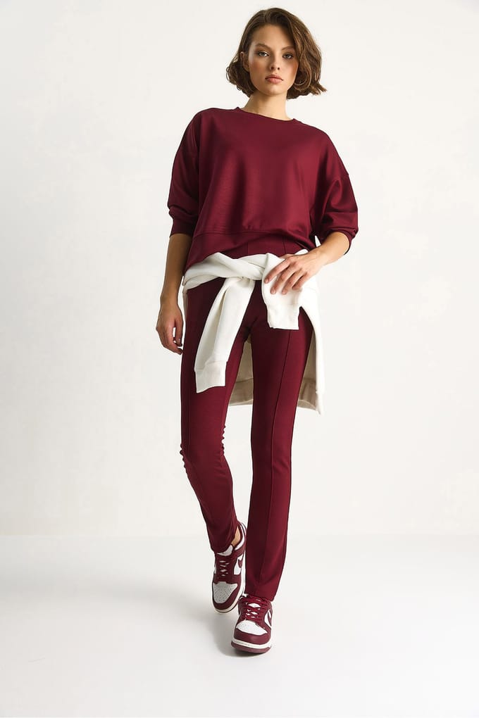 Getailleerde Lange Mouw Crew Neck Twee-delige Set
