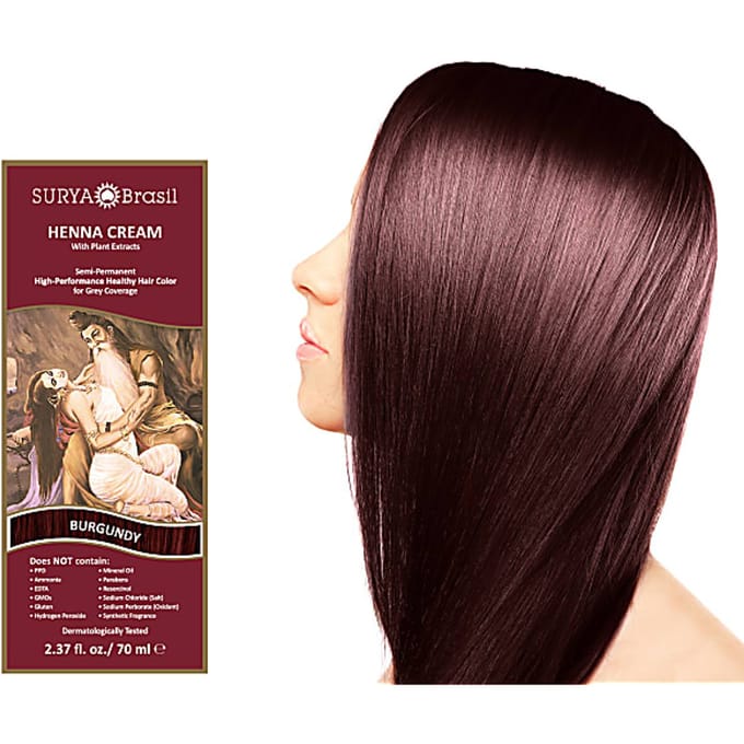 Surya Brasil, Crème au Henné, Coloration & Soin Capillaire, Bordeaux, 70 ml (70 ml) black