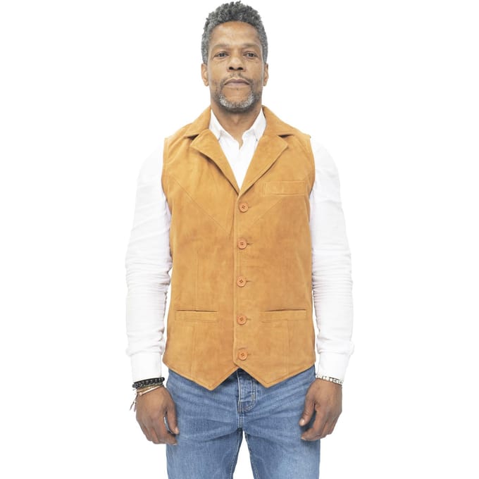 Heren klassiek glad geit suède leren vest-Exeter