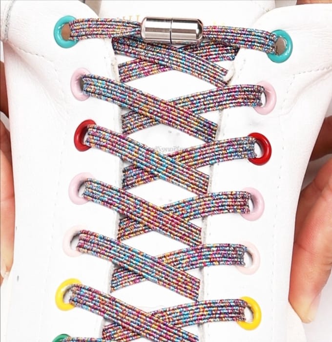 *** 1 paar Elastische gekleurde veters Draaisluiting - Elastische Glitter Veters - Eenvoudig strikken - Plat - van Heble® ***