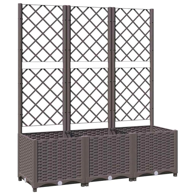 vidaXL - Plantenbak - met - trellis - bruin - 120x40x136 - cm - PP