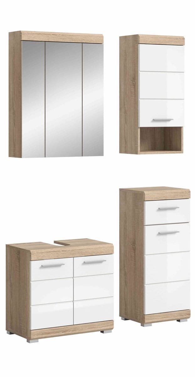 Lambada badkamercombinatie wit hoogglans MDF TZ eiken Sonoma NB - 34x112x191cm