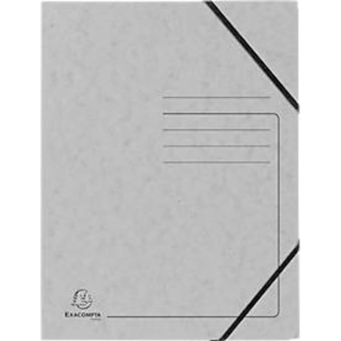Exacompta hoekmap, DIN A4, met elastiek, te labelen, Colorspan karton, 355 g/m², grijs