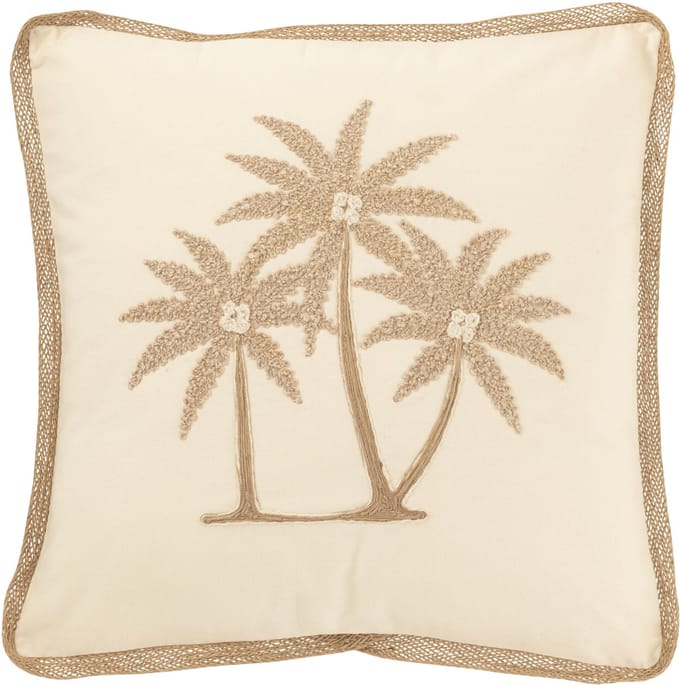 J-Line kussen Vierkant Palmbomen - katoen - creme/beige