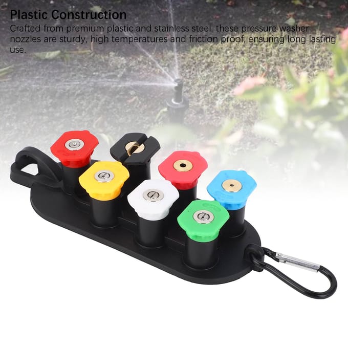Ensemble de 7 embouts de buse de nettoyeur haute pression 4000PSI Connecteur rapide 1/4 de pouce Embouts de lavage sous pression avec black