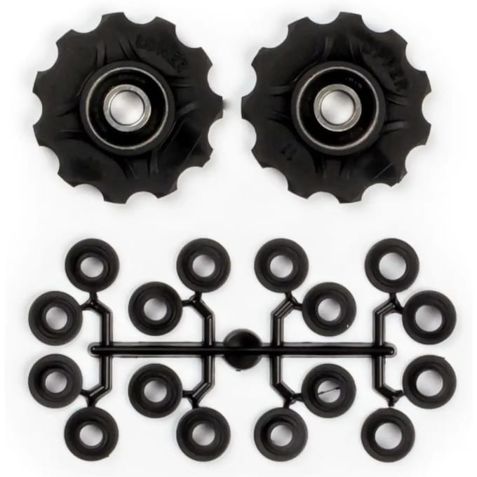 Doos van 10 derailleurrollers met ringlagers + afstandhouders Elvedes 2 x 11 dents