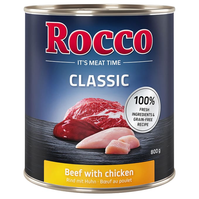 Voordeelpakket Rocco Classic 24 x 800 g Hondenvoer - Rund met Kip