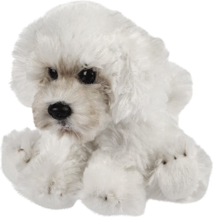 Suki Gifts Pluche knuffeldier hond - Maltezer - creme wit - 13 cm - honden knuffels