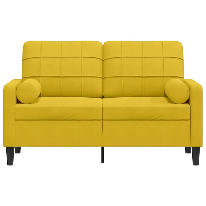 vidaXL - Tweezitsbank - met - sierkussens - 120 - cm - fluweel - geel