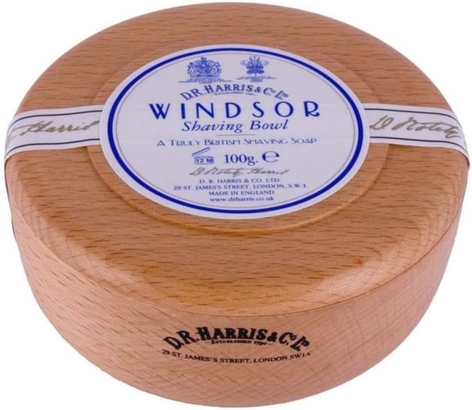 Houten Scheermes Kom met Scheerzeep 100g - Windsor