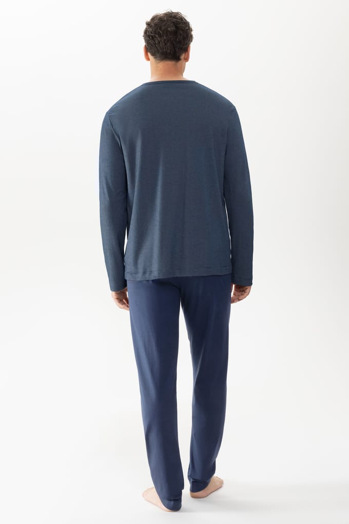 Mey heren pyjama Bennison - blauw heel fijn gestreept