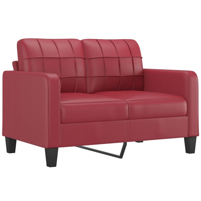 vidaXL - 2-delige - Loungeset - met - kussens - kunstleer - wijnrood