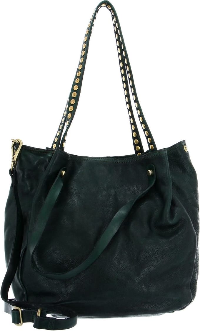 CAMPOMAGGI Leren Schoudertas Shoulder Bag Bottiglia Donkergroen