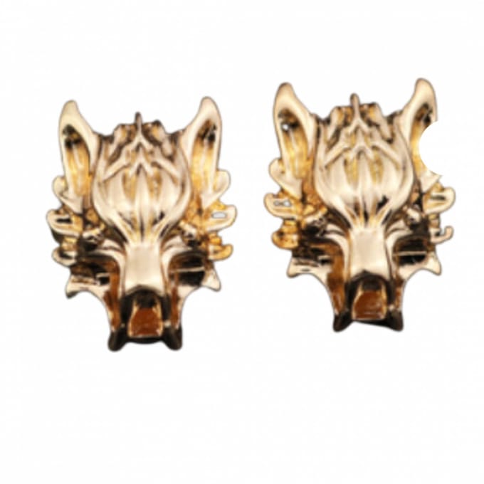 Kraagspeld wolfskop goudkleurig - Charme Bijoux