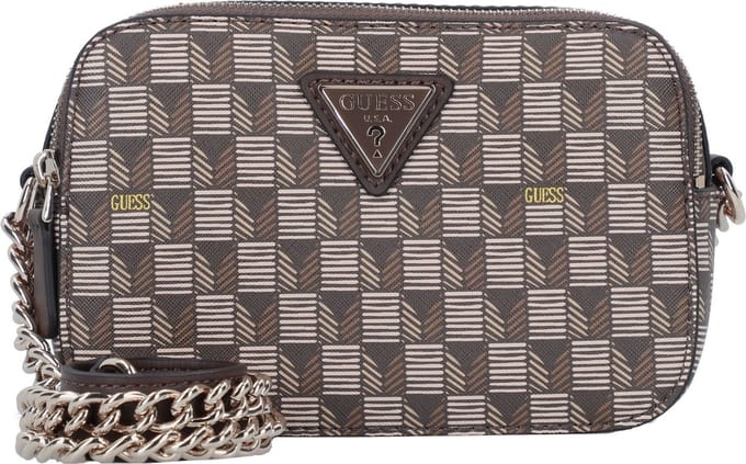 GUESS Schoudertas G Wave Camera Crossbody Brown Logo Bruine
