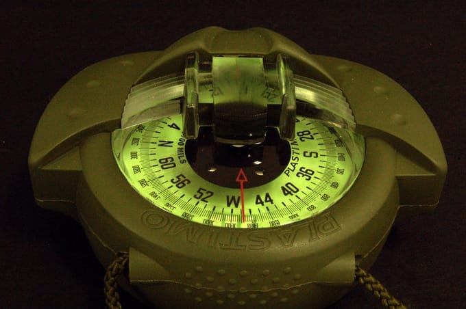 Plastimo kompas, geel, mills, glow in the dark verlichting