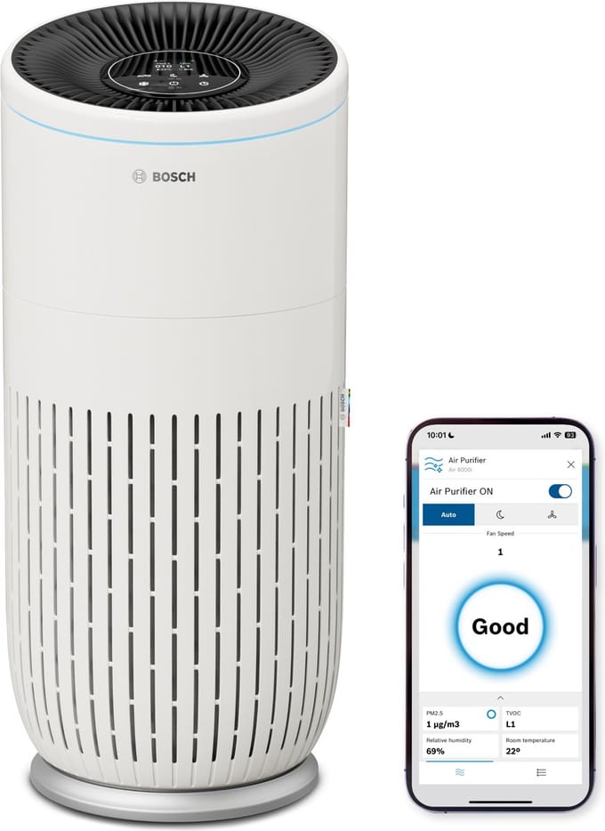 Bosch Air 6000i App-Gestuurde Luchtzuiveraar - Maximale Zuivering voor Grote Ruimtes