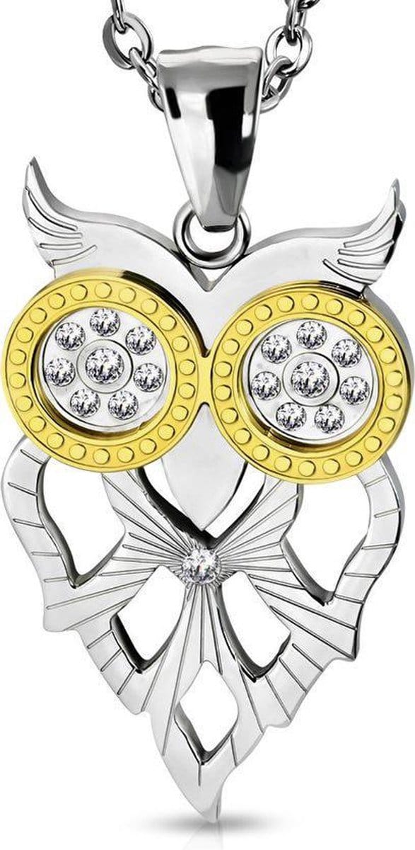 Amanto Ketting Birkan G - 316L Staal PVD - Uil - 40x24mm - 50cm