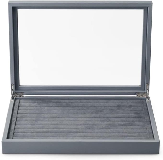 Sieradendoos Organizer - Juwelendoos Bakjes - Sieraden Opbergen - Grote Capaciteit - 35x24x5.5cm - Grijs