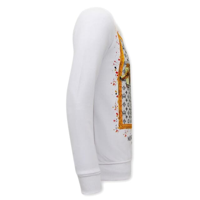 Heren Sweater met Print - Uzi does it - 3673 - WIt