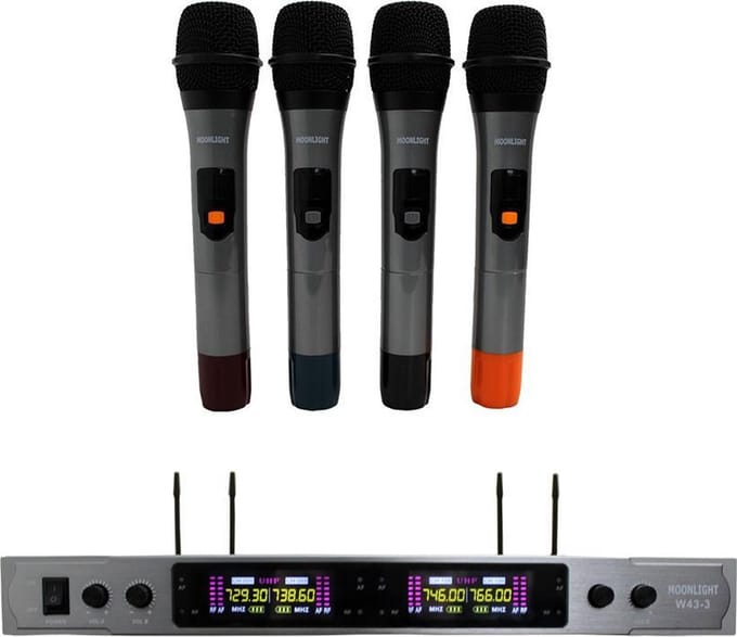 Draadloze 4 Kanaals Microfoonset UHF (Moonlight)
