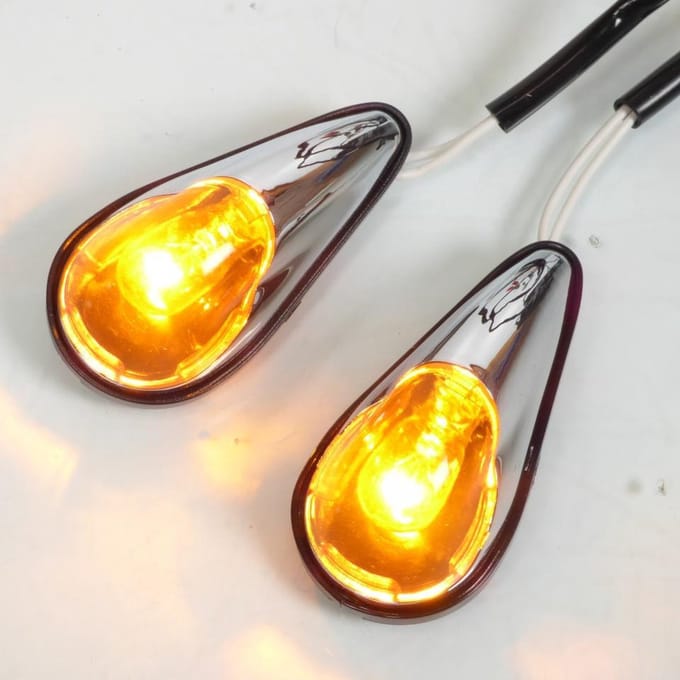 Druppelknipperlicht verchroomd oranje met autolampje voor motor scooter decoratief licht
