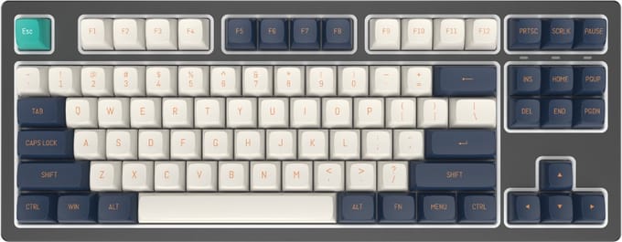 Dark Project - KD87B LTD Aluminum Black and Cloud Grey - Mechanisch Bedraad Toetsenbord - Gateron Cap Teal RGB (ENG)