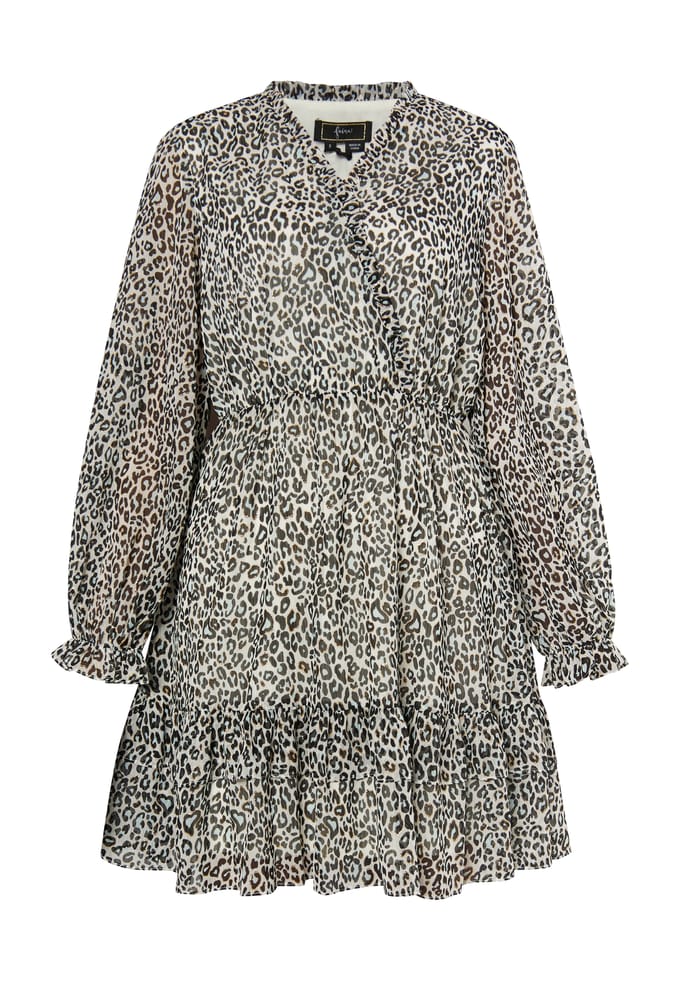 Faina Mini-jurk met luipaardprint Dames Wit Veelkleurig