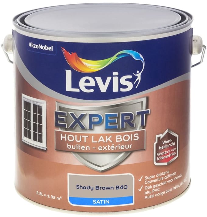 Levis - Expert Hout Lak Buiten Satin Mix - Shady Brown B40 - Mengverf - 2,5 L