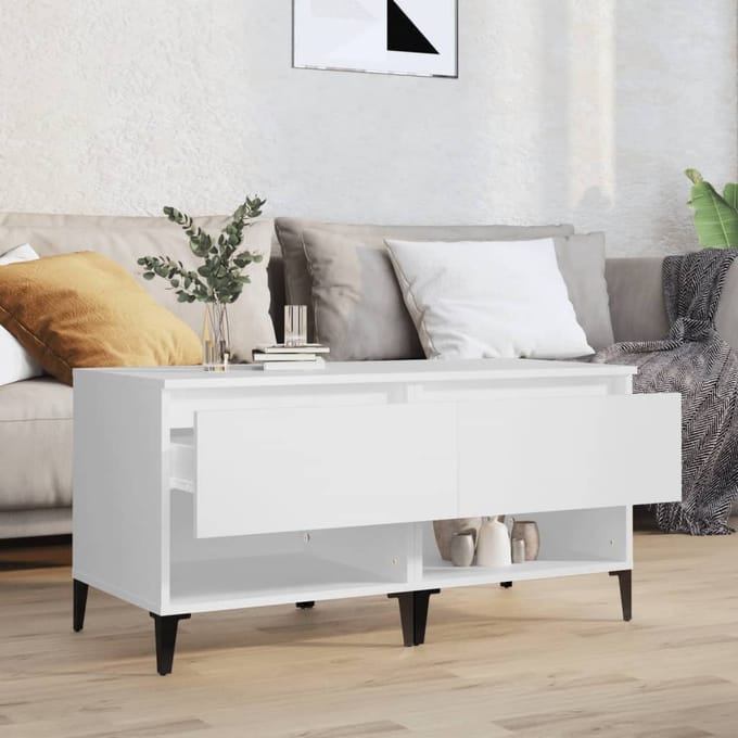 vidaXL - Bijzettafels - 2 - st - 50x46x50 - cm - bewerkt - hout - wit