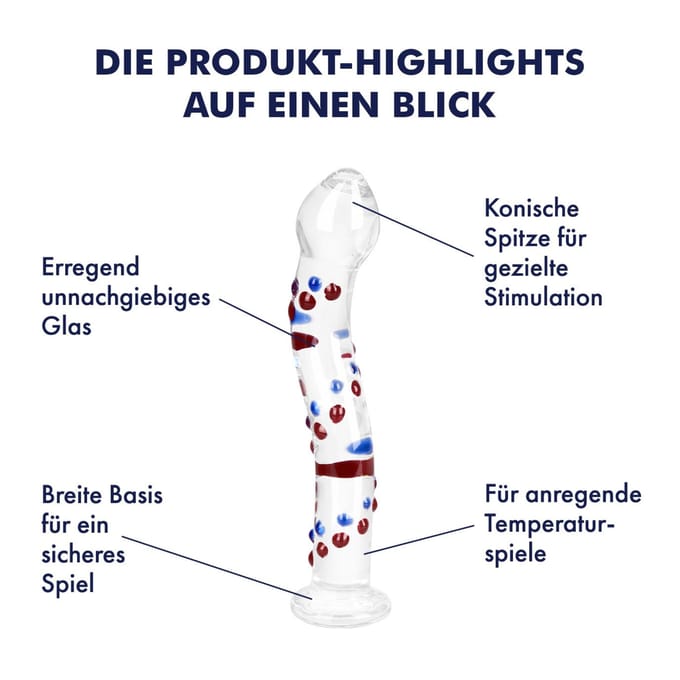 EIS, dildo, 'gebogen glazen dildo maat M', borosilicaatglas