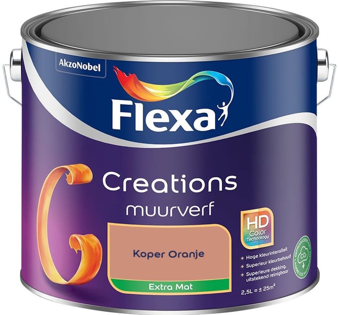 Flexa - Creations Muurverf Extra Mat - Koper Oranje - Mengverf - 2,5 L