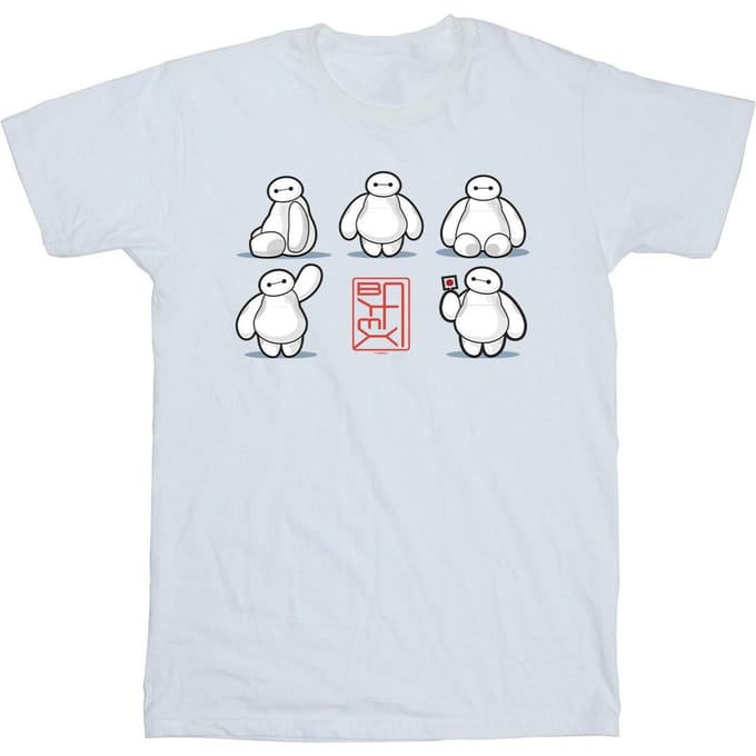 Disney Heren Big Hero 6 Baymax Veel houdingen T-Shirt (Wit)