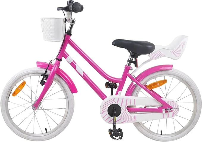 Kinderfiets - Meisjesfiets Kinderloopfiets - Veilig Fietsen Leren - Stalen Frame - 18 inch - Donkerroze