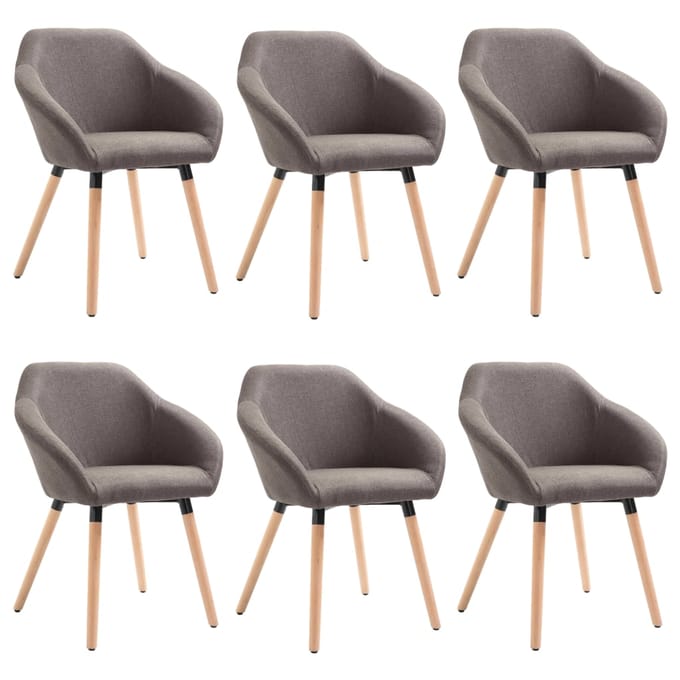 vidaXL Eetkamerstoelen 6 st stof taupe