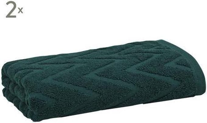 2st badhanddoek Jacquard Victoria | Chevron | 50x100 | donkergroen
