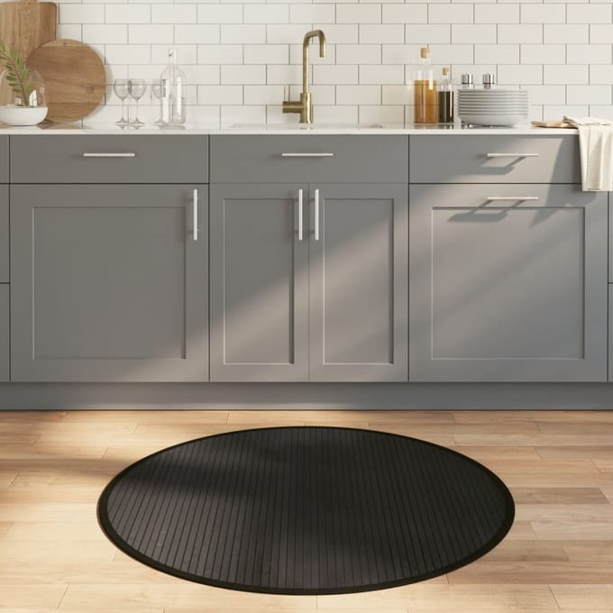 vidaXL - Vloerkleed - rond - 100 - cm - bamboe - zwart