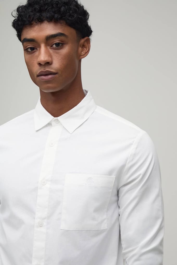 Regular Fit Katoenen Overhemd met Lange Mouwen | White | Size Medium