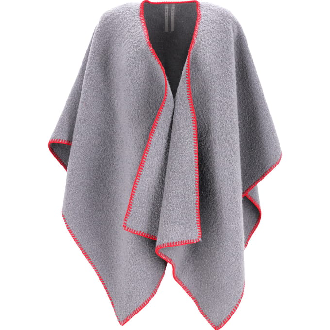 Rick Owens poncho met sierstiksels in grijze wol