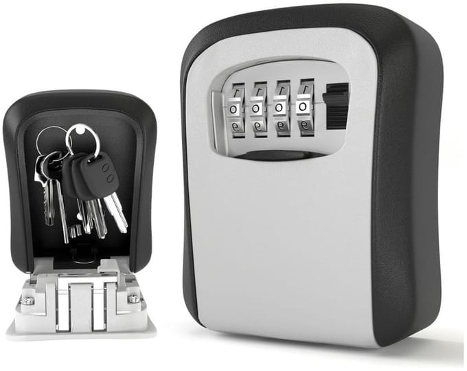 CLVP® Sleutelkluisje met Code voor Buiten - Sleutelkast - Wandmontage - Zwart met Grijs