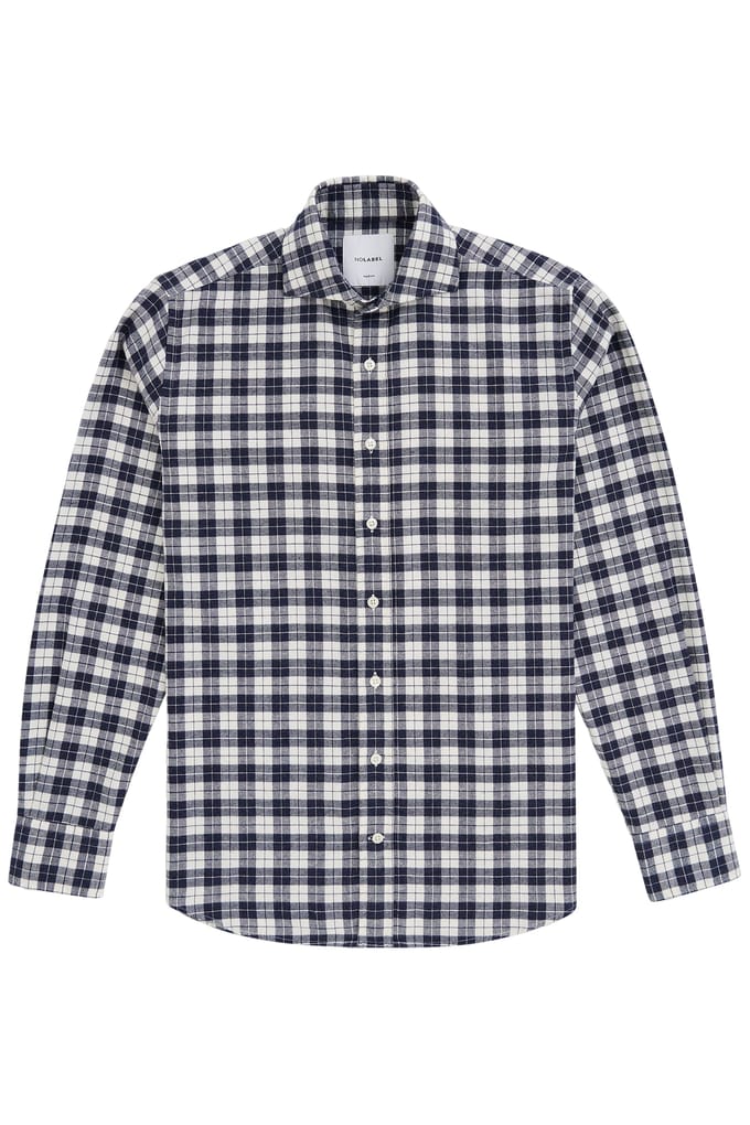No Label Specialist Checked Brushed Cotton Navy Taglia: M | Maglie a manica lunga Outlet | Uomo | Blu
