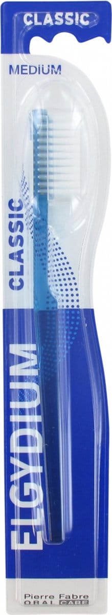 Elgydium Klassieke Tandenborstel Medium (Kleur : Blauw)
