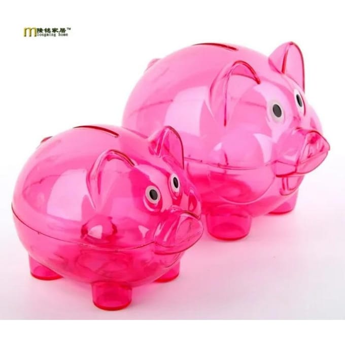 1 ST Candy Transparante Plastic Geld Besparende Doos Koffer Munten Spaarvarken Cartoon Varken Vormig pink