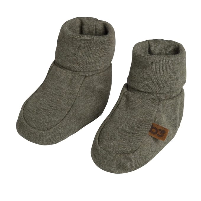 Baby's Only Slofjes Melange - Khaki - 0-3 mnd - 100% ecologisch katoen - GOTS