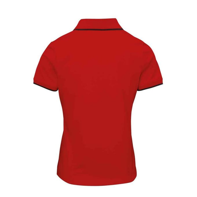 Premier Dames/Dames Coolchecker Contrast Poloshirt (Rood/zwart)