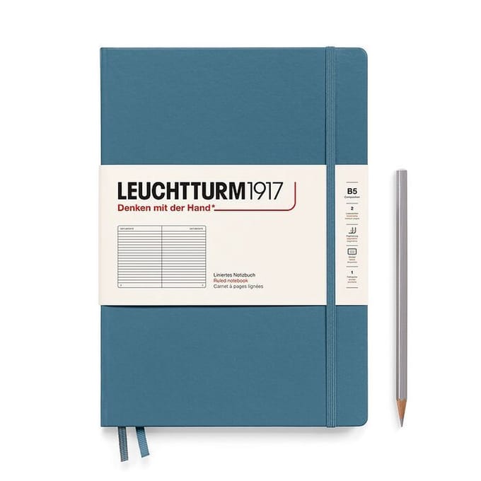Leuchtturm 1917- Hardcover- B5- 18 x 25.5 cm- Notitieboek - Stone Blue - Lijn