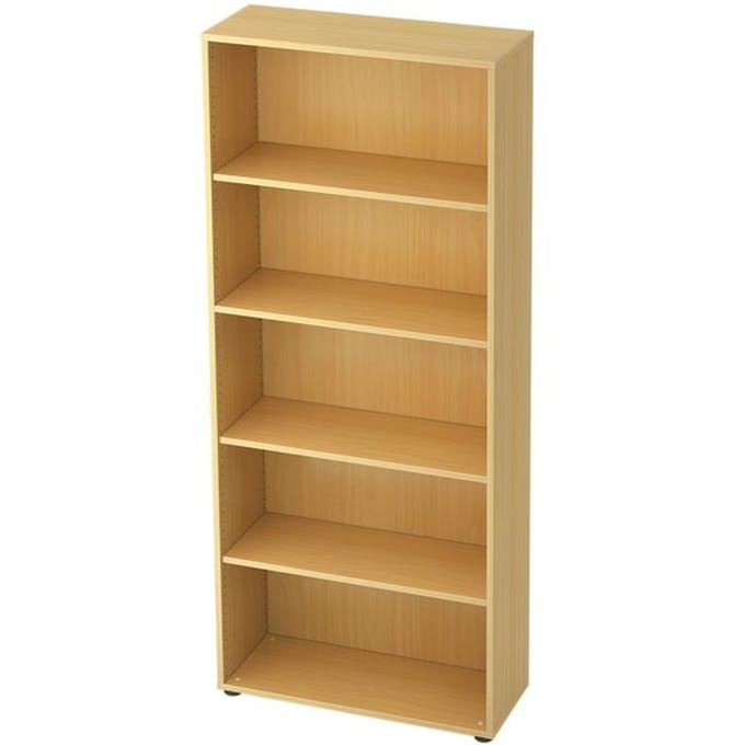 TARA boekenkast, 5 OH, stapelbaar, B. 800 x D 330 x H 1880 mm, beukendecor