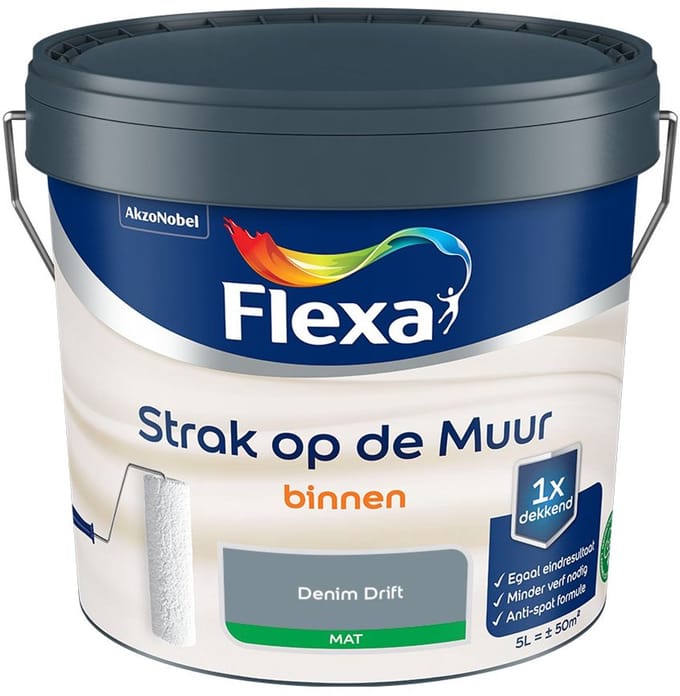 Flexa - Strak Op De Muur Binnen Mat - Denim Drift - Mengverf - 5 L