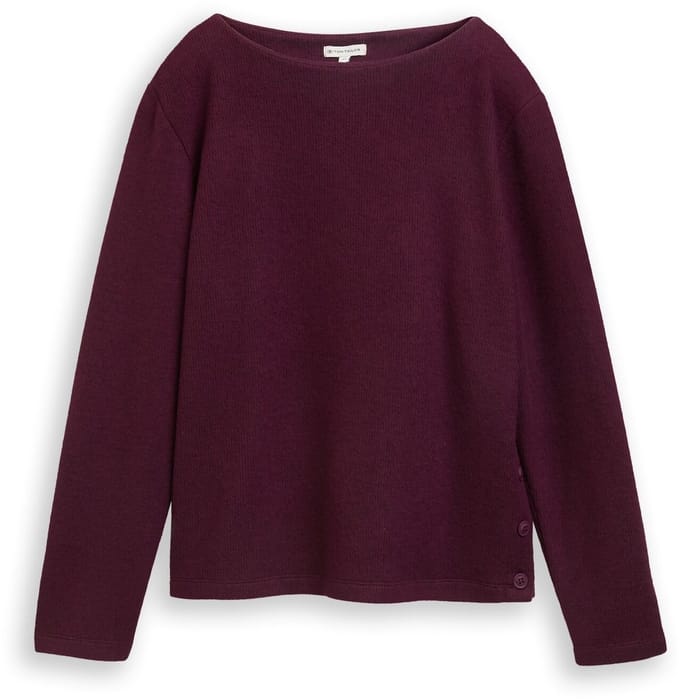 Tom Tailor - Soft-touch sweatshirt met knoopdetails - Maat L - Dark Red Mélange