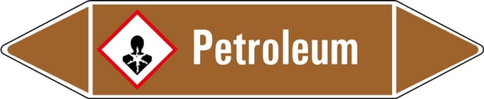 Petroleum leidingmarkering op vel 126 x 26 mm - 5 per vel